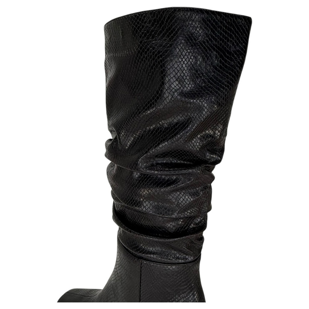 SMASH shoes Fallon Black Faux Snakeskin Knee High Womens Boots Size 8M - Picture 9 of 14